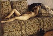 Gustave Caillebotte The female nude on the sofa Sweden oil painting artist